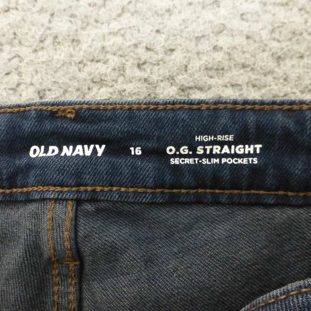 Old Navy Jeans Womens 16 OG Straight High Rise Dark Wash Secret Slim Pockets NEW